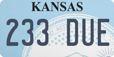 KS license plate 233DUE