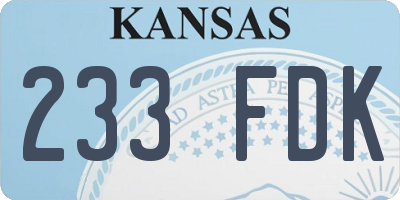 KS license plate 233FDK