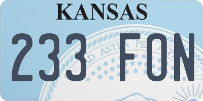 KS license plate 233FON