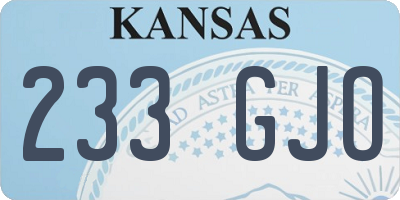 KS license plate 233GJO