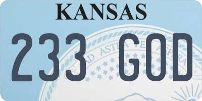 KS license plate 233GOD