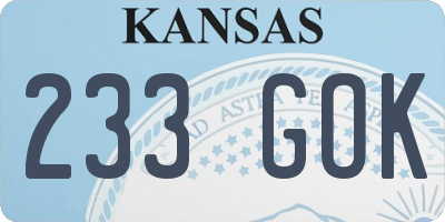 KS license plate 233GOK
