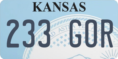 KS license plate 233GOR