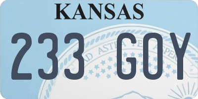 KS license plate 233GOY