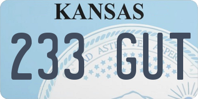 KS license plate 233GUT
