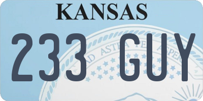 KS license plate 233GUY