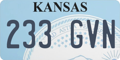 KS license plate 233GVN