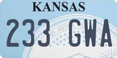 KS license plate 233GWA