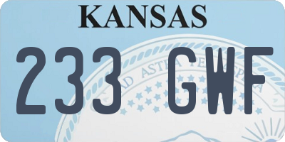 KS license plate 233GWF
