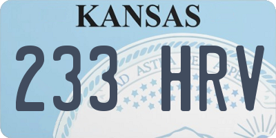 KS license plate 233HRV