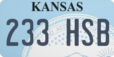 KS license plate 233HSB
