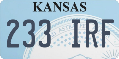 KS license plate 233IRF