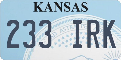 KS license plate 233IRK