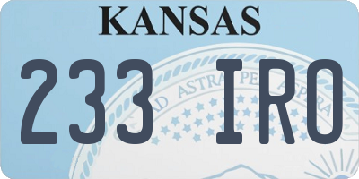 KS license plate 233IRO
