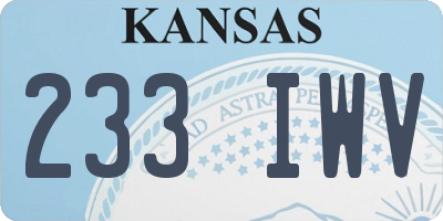 KS license plate 233IWV