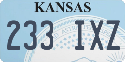 KS license plate 233IXZ