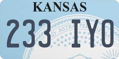 KS license plate 233IYO