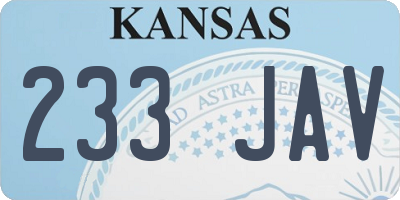 KS license plate 233JAV