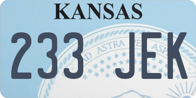 KS license plate 233JEK