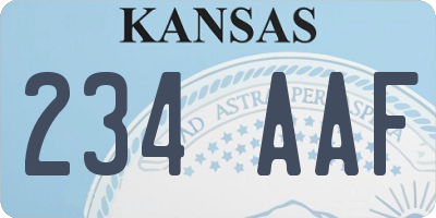 KS license plate 234AAF