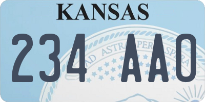 KS license plate 234AAO