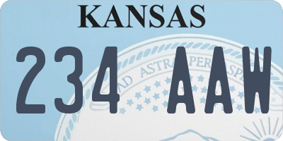 KS license plate 234AAW