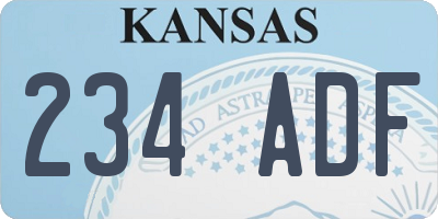 KS license plate 234ADF