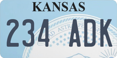 KS license plate 234ADK