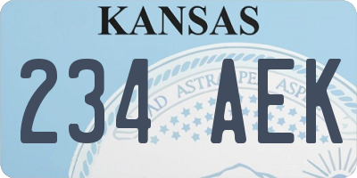 KS license plate 234AEK