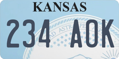 KS license plate 234AOK