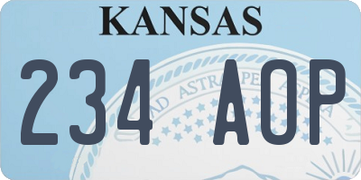 KS license plate 234AOP