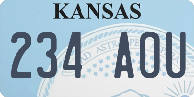 KS license plate 234AOU