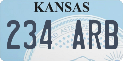 KS license plate 234ARB