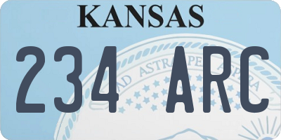 KS license plate 234ARC