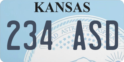 KS license plate 234ASD