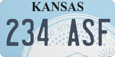 KS license plate 234ASF