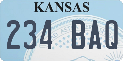 KS license plate 234BAQ