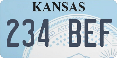 KS license plate 234BEF