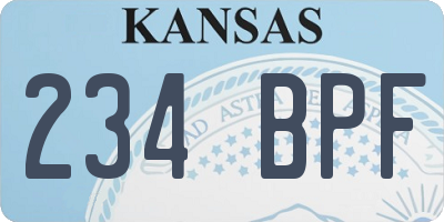 KS license plate 234BPF