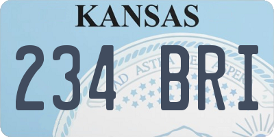 KS license plate 234BRI
