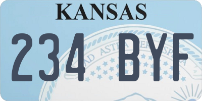 KS license plate 234BYF