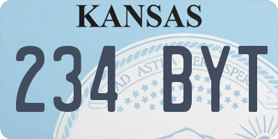KS license plate 234BYT
