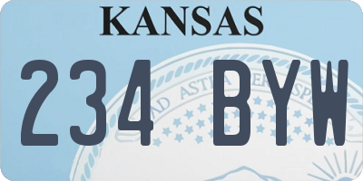 KS license plate 234BYW