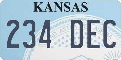 KS license plate 234DEC