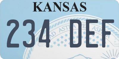 KS license plate 234DEF