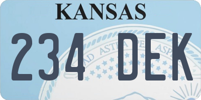 KS license plate 234DEK