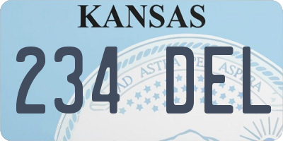 KS license plate 234DEL