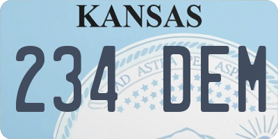 KS license plate 234DEM