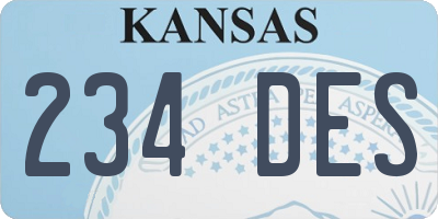 KS license plate 234DES