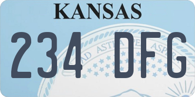 KS license plate 234DFG